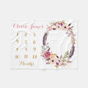 Maandelijkse mijlpaal dekentje voor babymeisjes fleece deken