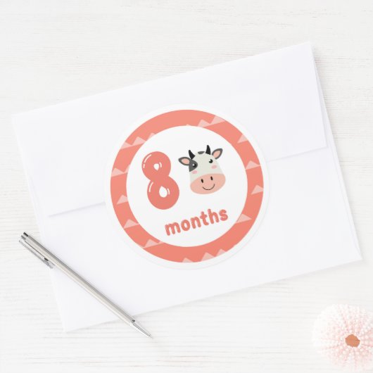 Maandelijkse mijlpaal Koe Ronde Sticker (Envelop)