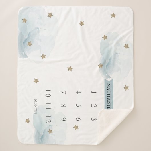 Maandelijkse mijlpaal voor gouden sterren en wolke sherpa deken (Voorkant)