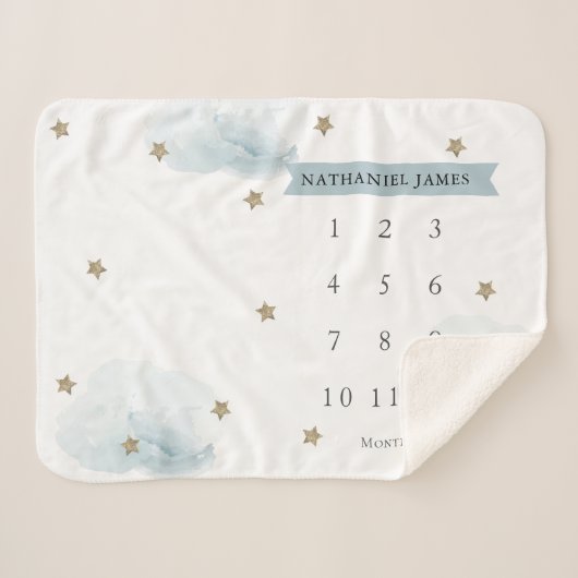 Maandelijkse mijlpaal voor gouden sterren en wolke sherpa deken (Voorkant (horizontaal))
