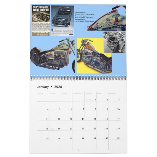 Maandelijkse motorfietsreizen 2016 kalender (Jan 2026)