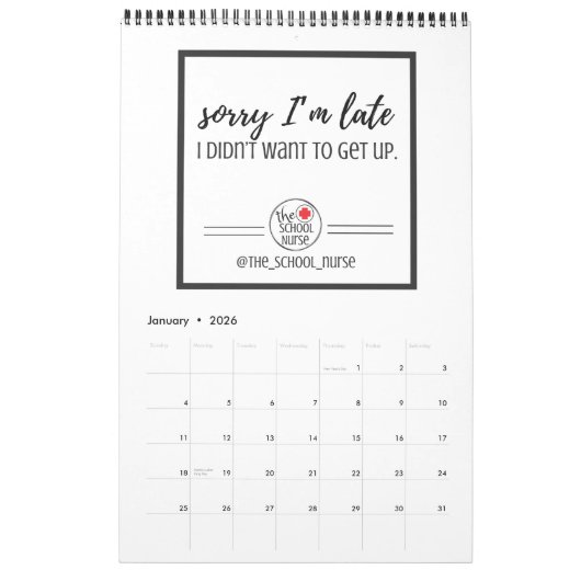 Maandelijkse offertes voor schoolverpleegkundigen kalender (Jan 2026)