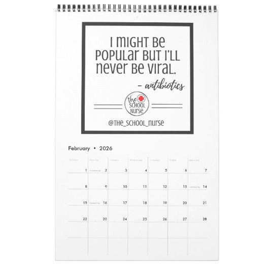 Maandelijkse offertes voor schoolverpleegkundigen kalender (Feb 2026)