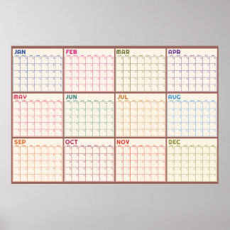 Maandelijkse Ongedateerde Beige Lege Planner Kalen Poster