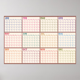 Maandelijkse Ongedateerde Beige Lege Planner Kalen Poster