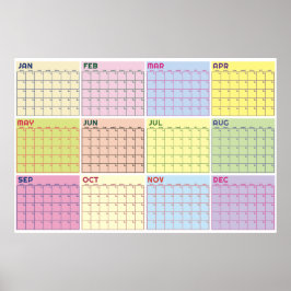 Maandelijkse Ongedateerde Kleurrijke Lege Planner Poster