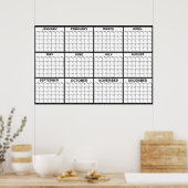 Maandelijkse Ongedateerde Minimale Wandplanner Kal Poster (Keuken)
