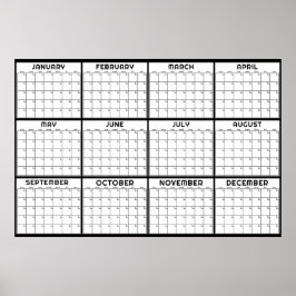 Maandelijkse Ongedateerde Minimale Wandplanner Kal Poster