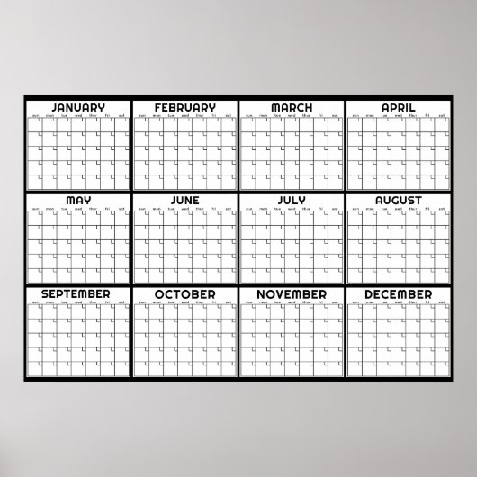 Maandelijkse Ongedateerde Minimale Wandplanner Kal Poster (Voorkant)