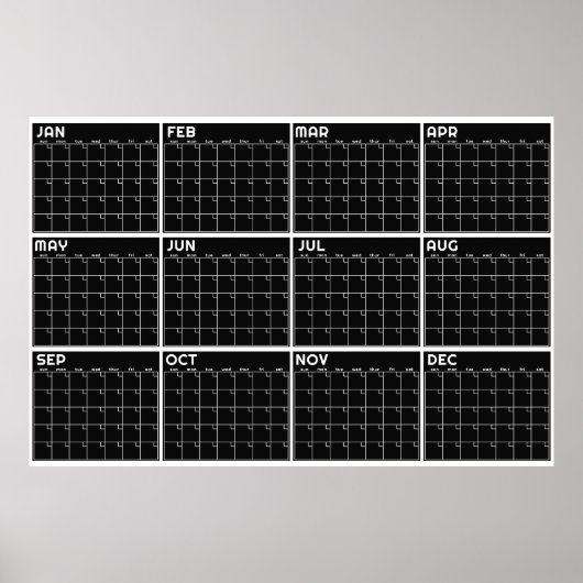 Maandelijkse Ongedateerde Minimalistische Wandplan Poster (Voorkant)