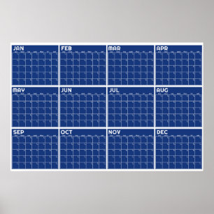 Maandelijkse Ongedateerde Minimalistische Wandplan Poster