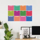 Maandelijkse Ongedateerde Minimalistische Wandplan Poster (Thuiskantoor)