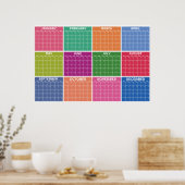 Maandelijkse Ongedateerde Minimalistische Wandplan Poster (Keuken)