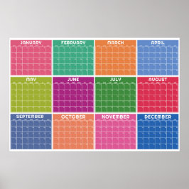 Maandelijkse Ongedateerde Minimalistische Wandplan Poster