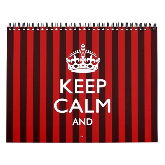 Maandelijkse persoonlijke KEEP CALM Red Jouw tekst Kalender (Hoes)