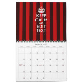 Maandelijkse persoonlijke KEEP CALM Red Jouw tekst Kalender (Mar 2027)