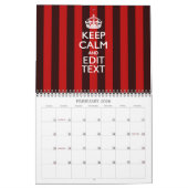 Maandelijkse persoonlijke KEEP CALM Red Jouw tekst Kalender (Feb 2026)