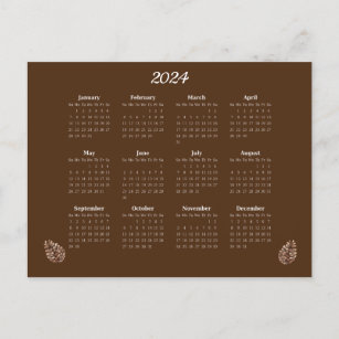 Maandelijkse Pinecone-kalender 2024 Briefkaart
