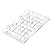 Maandelijkse plank voor gepersonaliseerd wit en zw notitieblok (Schuin)