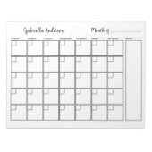 Maandelijkse plank voor gepersonaliseerd wit en zw notitieblok (Voorkant)