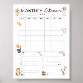 Maandelijkse planner afdrukbare organizer drukke m poster