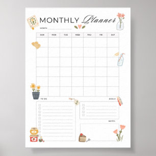 Maandelijkse planner afdrukbare organizer drukke m poster