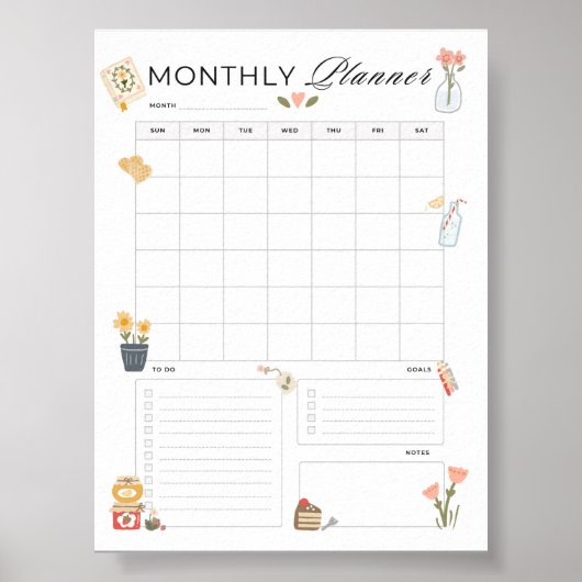 Maandelijkse planner afdrukbare organizer drukke m poster (Voorkant)