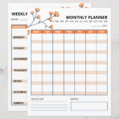 Maandelijkse Planner afdrukbare sjabloon (Voorkant / Achterkant)