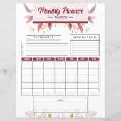 Maandelijkse Planner afdrukbare sjabloon (Voorkant)