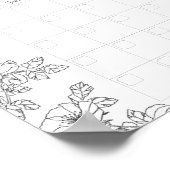 Maandelijkse planner handgeschetste bloemen en bla poster (Hoek)