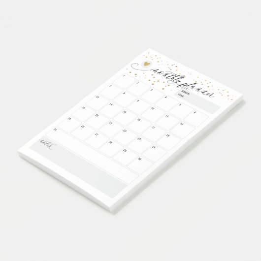 Maandelijkse Planner Heart Scatter Gold Post-it® Notes (Schuin)