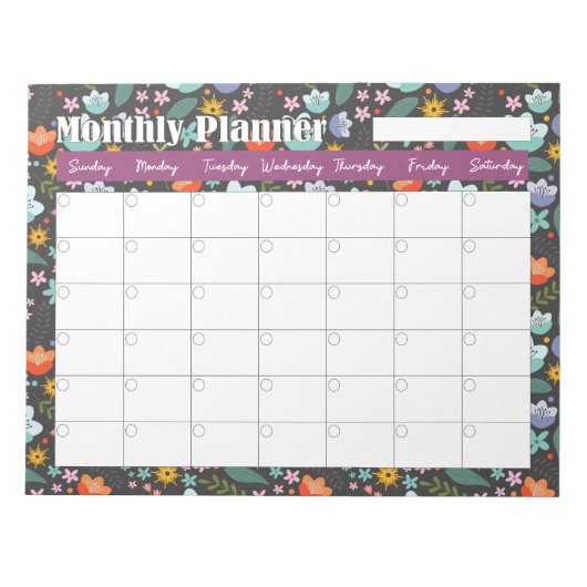 Maandelijkse planner lente kleurrijke bloemen notitieblok (Voorkant)