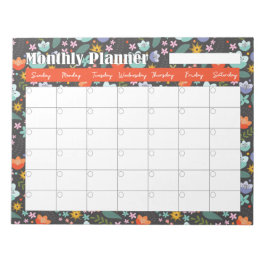Maandelijkse planner lente kleurrijke bloemen  notitieblok