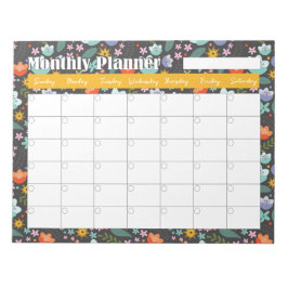 Maandelijkse planner lente kleurrijke bloemen  notitieblok