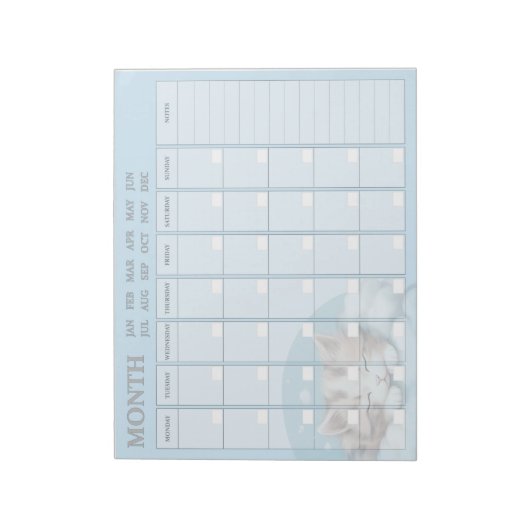Maandelijkse Planner met Sleepy Kat Notitieblok (Linkerzijde)