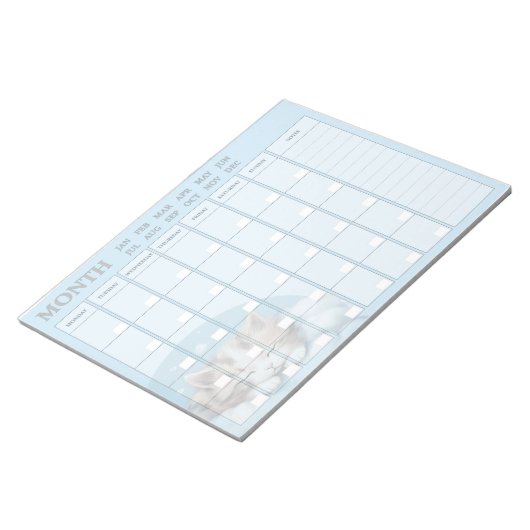 Maandelijkse Planner met Sleepy Kat Notitieblok (Schuin)