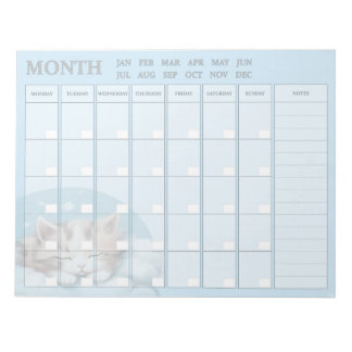 Maandelijkse Planner met Sleepy Kat Notitieblok
