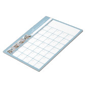 Maandelijkse Planner - modern script en fotoblauw Notitieblok (Schuin)