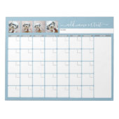 Maandelijkse Planner - modern script en fotoblauw Notitieblok (Voorkant)