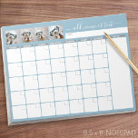 Maandelijkse Planner - modern script en fotoblauw Notitieblok<br><div class="desc">Een stijlvol, stijlvol, stijlvol, licht- en schitterend design. Als u de tekst of de kleuren moet aanpassen, klik op de pas het knoop aan en breng veranderingen aan. Ideaal om het nieuwjaar te starten en georganiseerd te blijven met deze agenda. Een perfect organisatiehulpmiddel voor elke kantoor thuis, moeder of zelfs...</div>