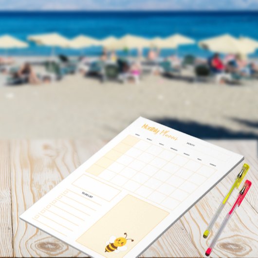 Maandelijkse planner – Schattige bijenthema – A4 P Notitieblok