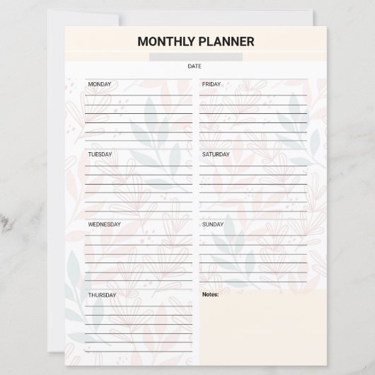 Maandelijkse Planner Sjabloon (Voorkant)