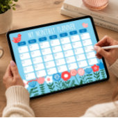 Maandelijkse planner sjabloon met botanische illus poster