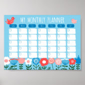 Maandelijkse planner sjabloon met botanische illus poster (Voorkant)