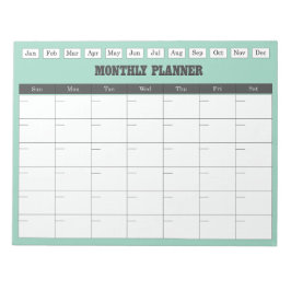 Maandelijkse planner turquoise eenvoudige kalender notitieblok