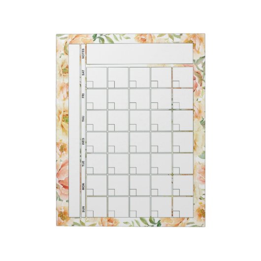  Maandelijkse Planner voor Peach Floral Notitieblok (Linkerzijde)