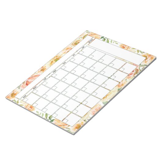  Maandelijkse Planner voor Peach Floral Notitieblok (Schuin)