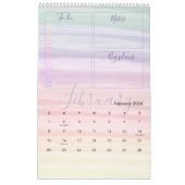 Maandelijkse planner voor regenbooglijnpenselen Wa Kalender (Feb 2026)