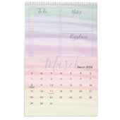 Maandelijkse planner voor regenbooglijnpenselen Wa Kalender (Mar 2026)