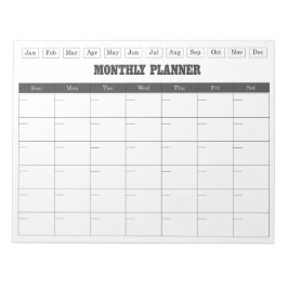Maandelijkse Planner Witte Eenvoudige Kalender Notitieblok